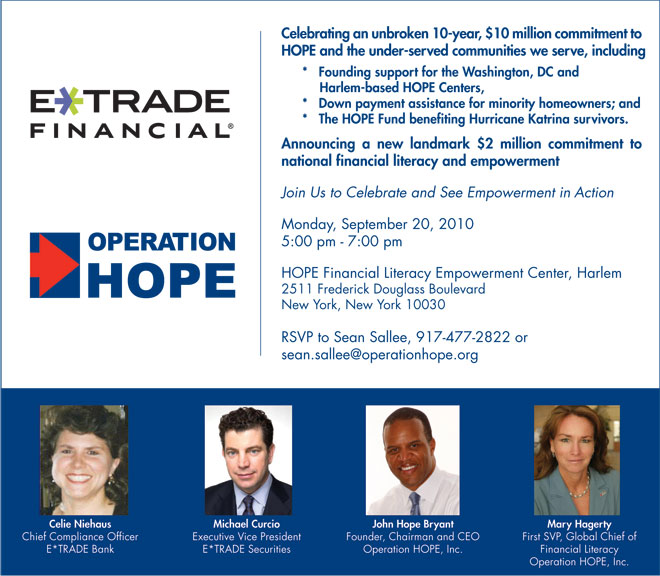 E Trade celebration event