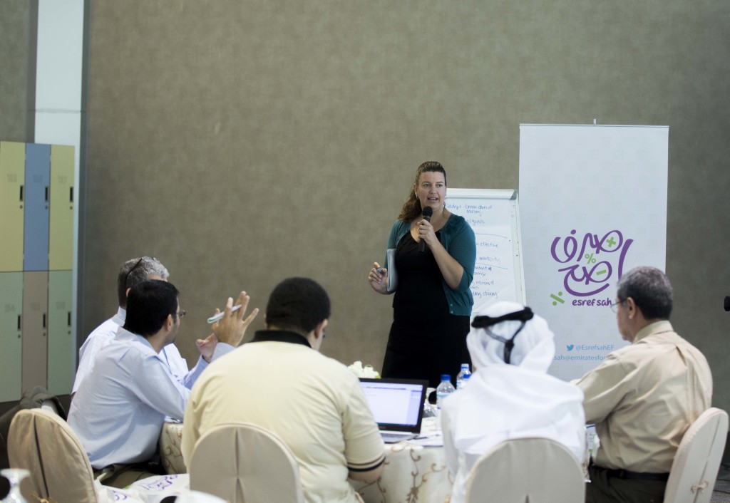 Shannon Campbell teaches a financial literacy course in the UAE