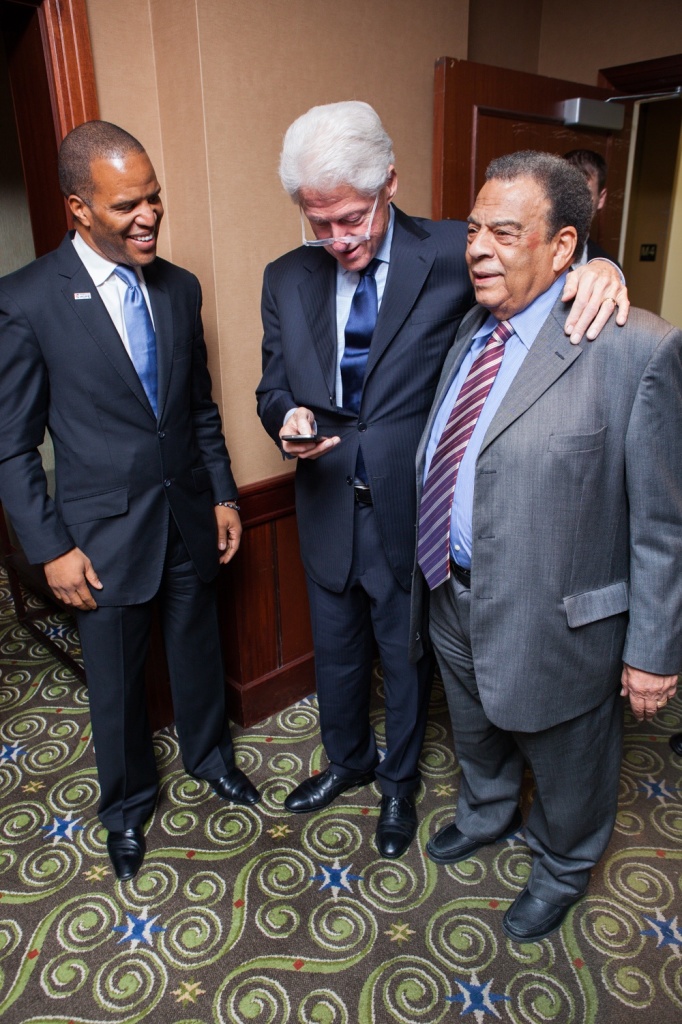 President Bill Clinton, Ambassador Andrew Young and John Hope Bryant Backstage at the HOPE Global Forum 2015