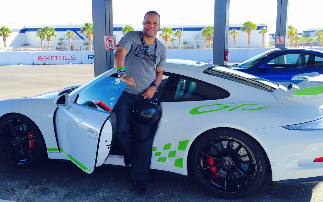 John Hope Bryant drives the famed Porsche GT3 at ‘The Playground’ in Nevada