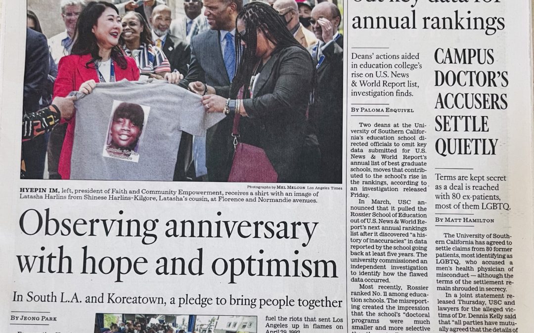 Moving from Hurt to Healing: HOPE Bus Tour Featured on Front Cover of LA Times’ California Section