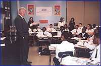 Clinton in BOOF classroom